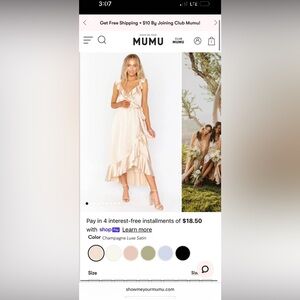 Show Me Your MuMu Satin Ruffle Dress in Champagne